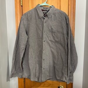 Eddie Bauer Gray Relaxed Fit Flannel Shirt - Large